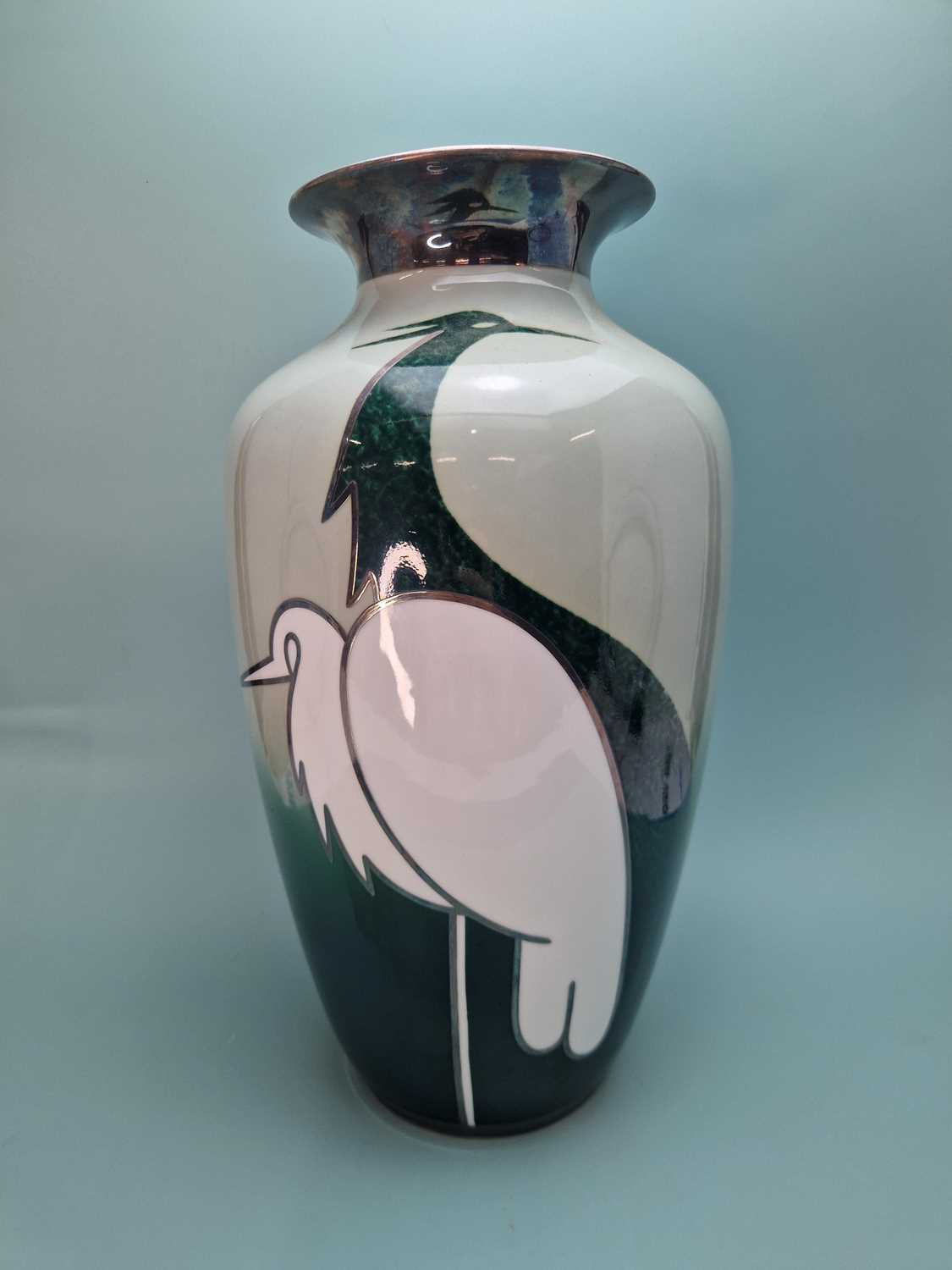 Lot 260 - A 1950's Hutschenreuther silver overlay vase...