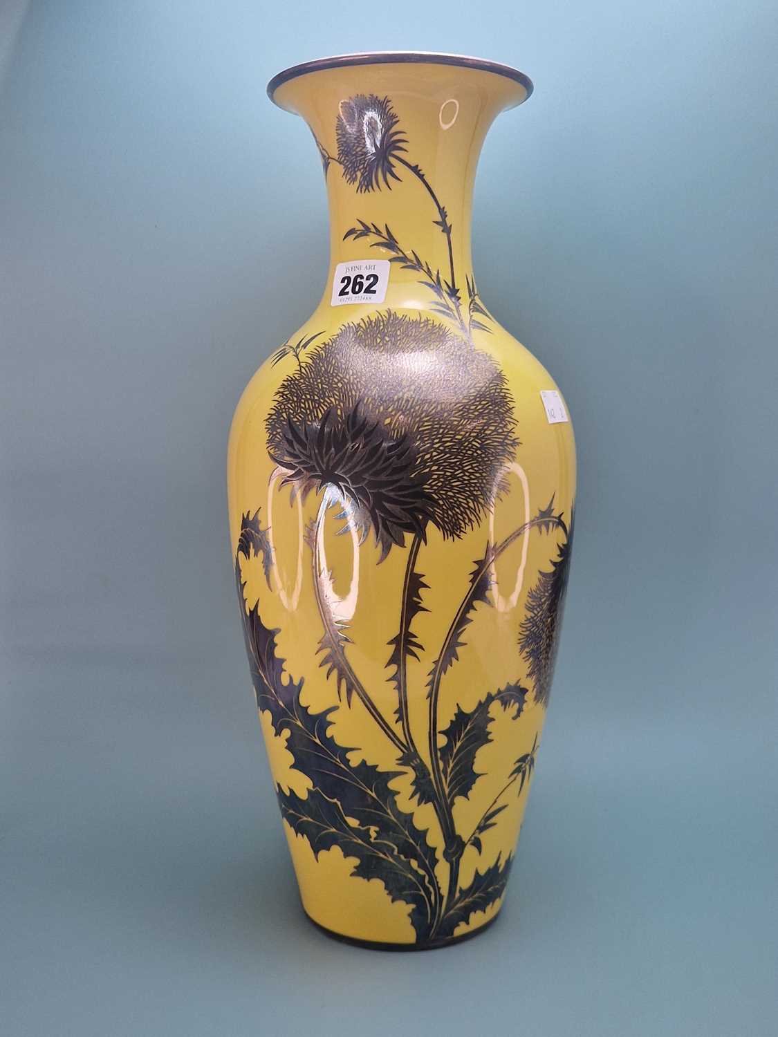Lot 262 - A Rosenthal silver overlay yellow ground vase...
