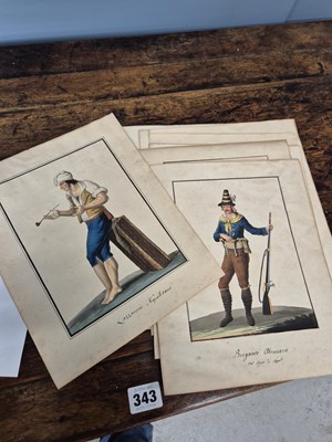 Lot 295 - Eight early 19th century Neapolitan costume...