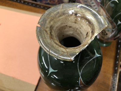 Lot 311 - A pair of Art Nouveau baluster vases painted...