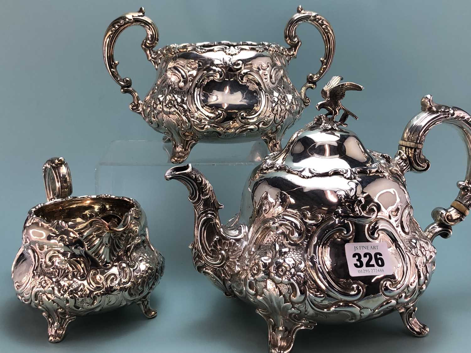 Lot 326 - A Victorian silver three piece tea set by...