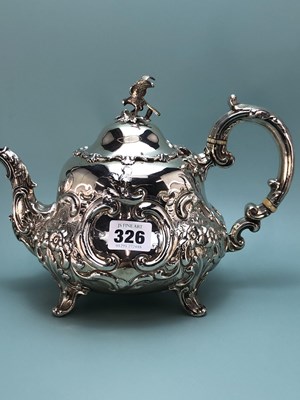 Lot 326 - A Victorian silver three piece tea set by...