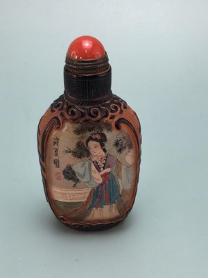 Lot 335 - Three Chinese snuff bottles, one of interior...