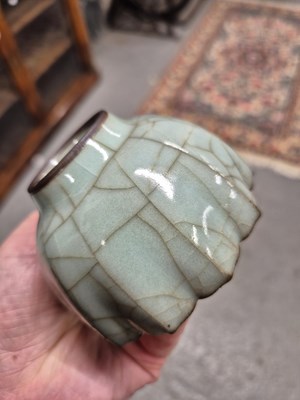 Lot 340 - A Chinese guan ware fluted bowl with a chevron...