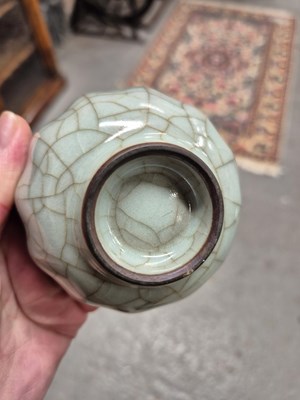 Lot 340 - A Chinese guan ware fluted bowl with a chevron...