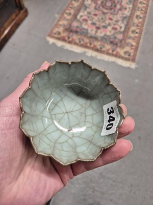 Lot 340 - A Chinese guan ware fluted bowl with a chevron...