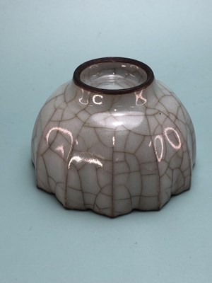 Lot 340 - A Chinese guan ware fluted bowl with a chevron...