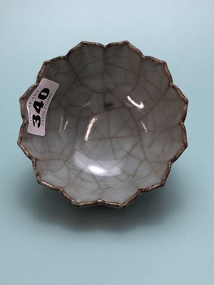 Lot 340 - A Chinese guan ware fluted bowl with a chevron...