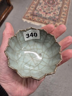 Lot 340 - A Chinese guan ware fluted bowl with a chevron...