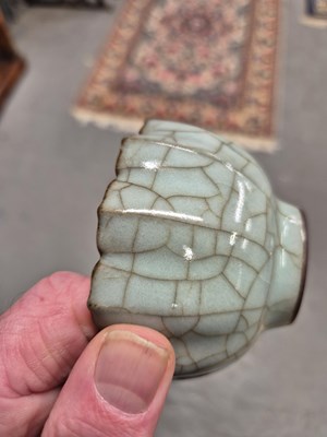 Lot 340 - A Chinese guan ware fluted bowl with a chevron...