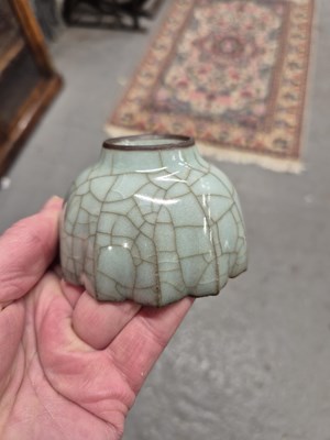 Lot 340 - A Chinese guan ware fluted bowl with a chevron...