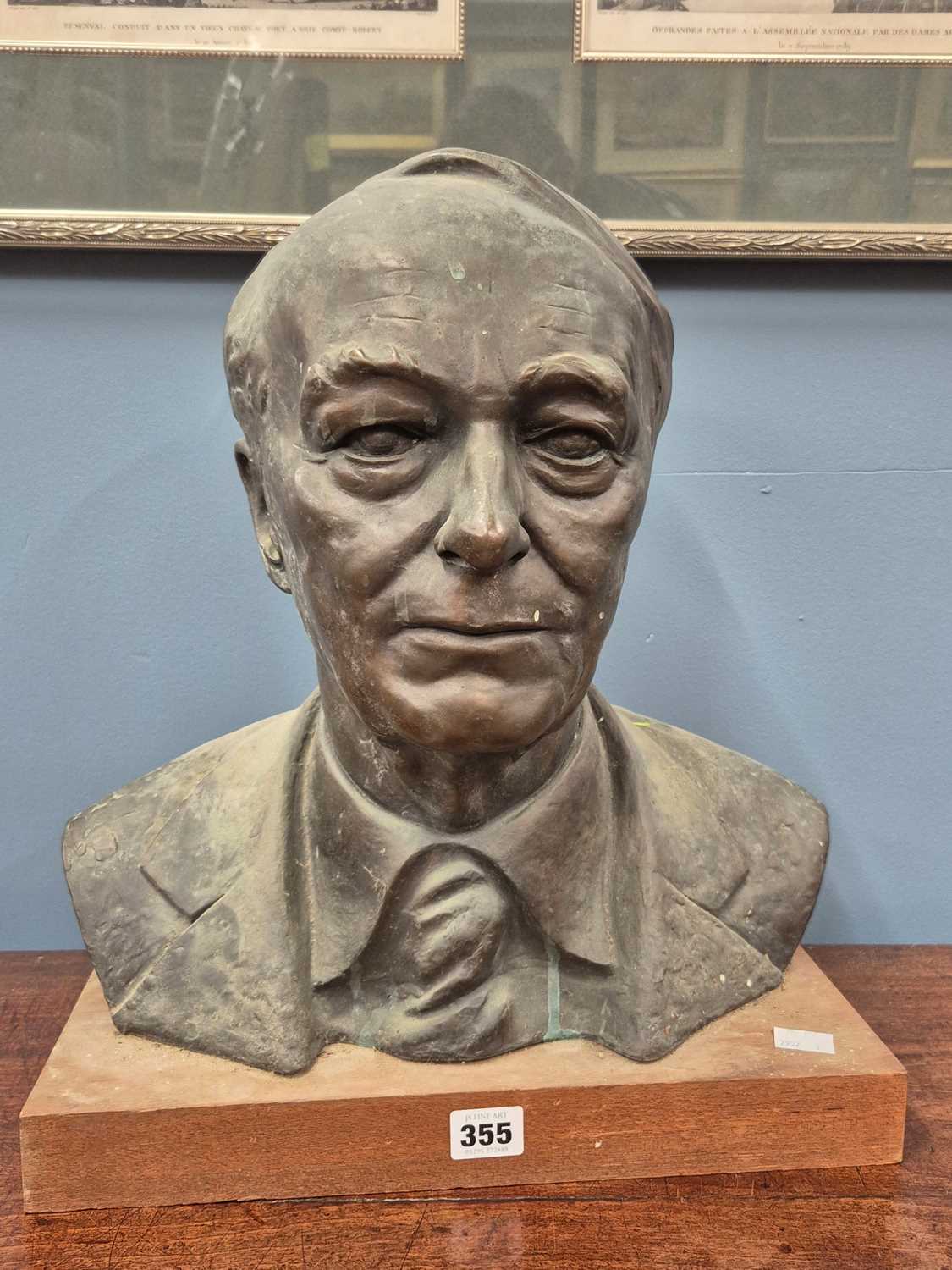 Lot 355 - A bronze portrait bust of a gentleman...