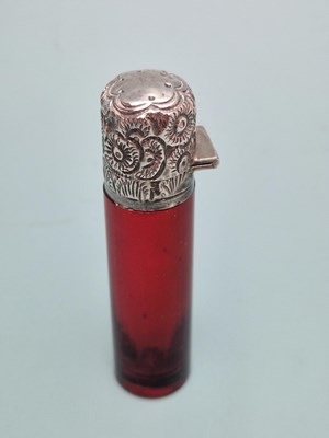 Lot 482 - A ruby overlay clear glass scent bottle...