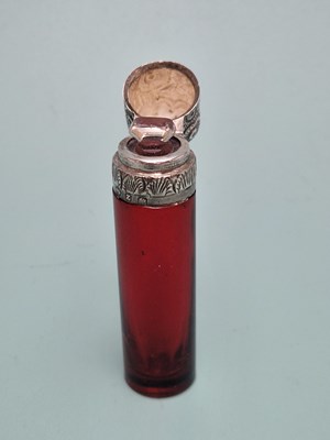 Lot 482 - A ruby overlay clear glass scent bottle...