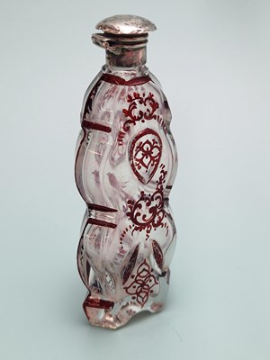 Lot 482 - A ruby overlay clear glass scent bottle...