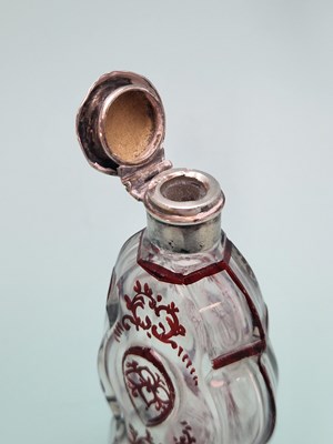 Lot 482 - A ruby overlay clear glass scent bottle...