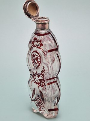 Lot 482 - A ruby overlay clear glass scent bottle...