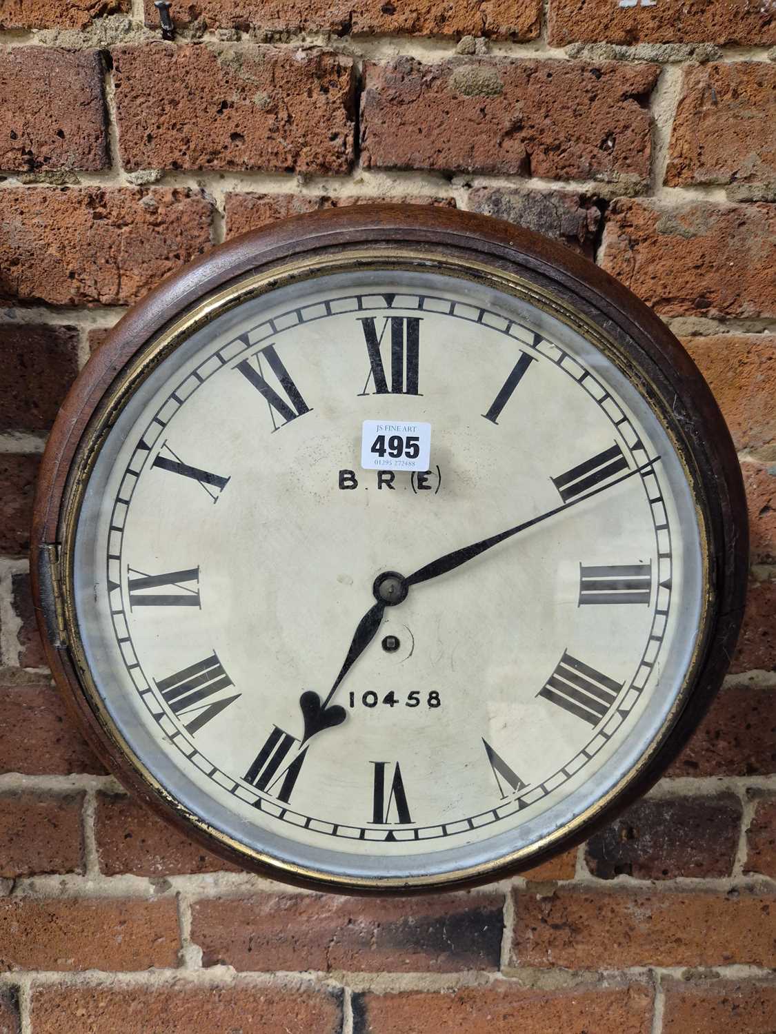 Lot 495 - A British Rail mahogany cased fusee wall clock,...