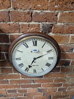 Lot 495 - A British Rail mahogany cased fusee wall clock,...