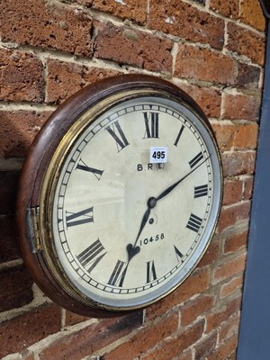 Lot 495 - A British Rail mahogany cased fusee wall clock,...