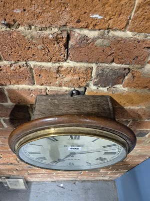 Lot 495 - A British Rail mahogany cased fusee wall clock,...