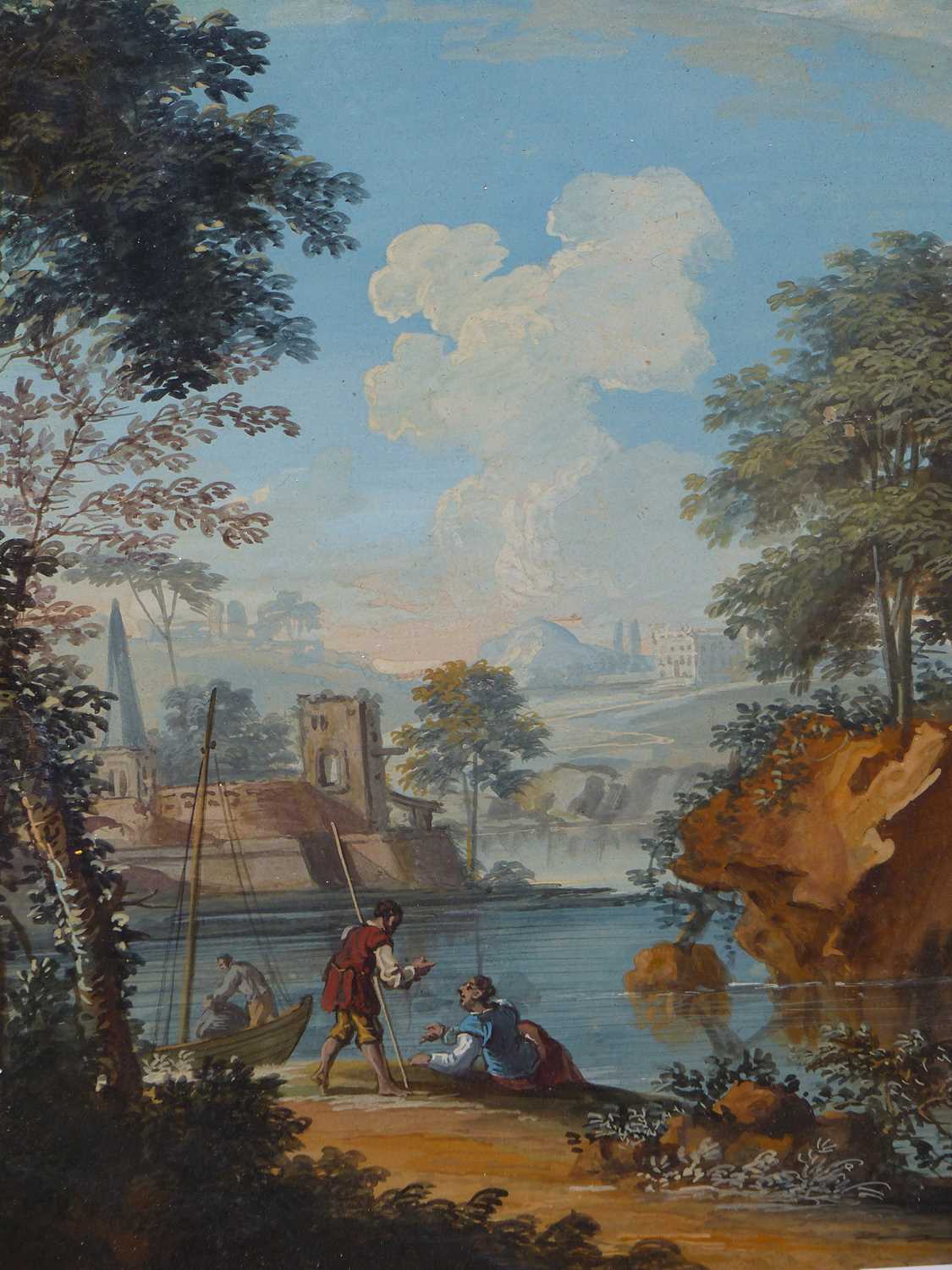 Lot 545 - Paul Sandby ( 1723-1809). Figures on a river...