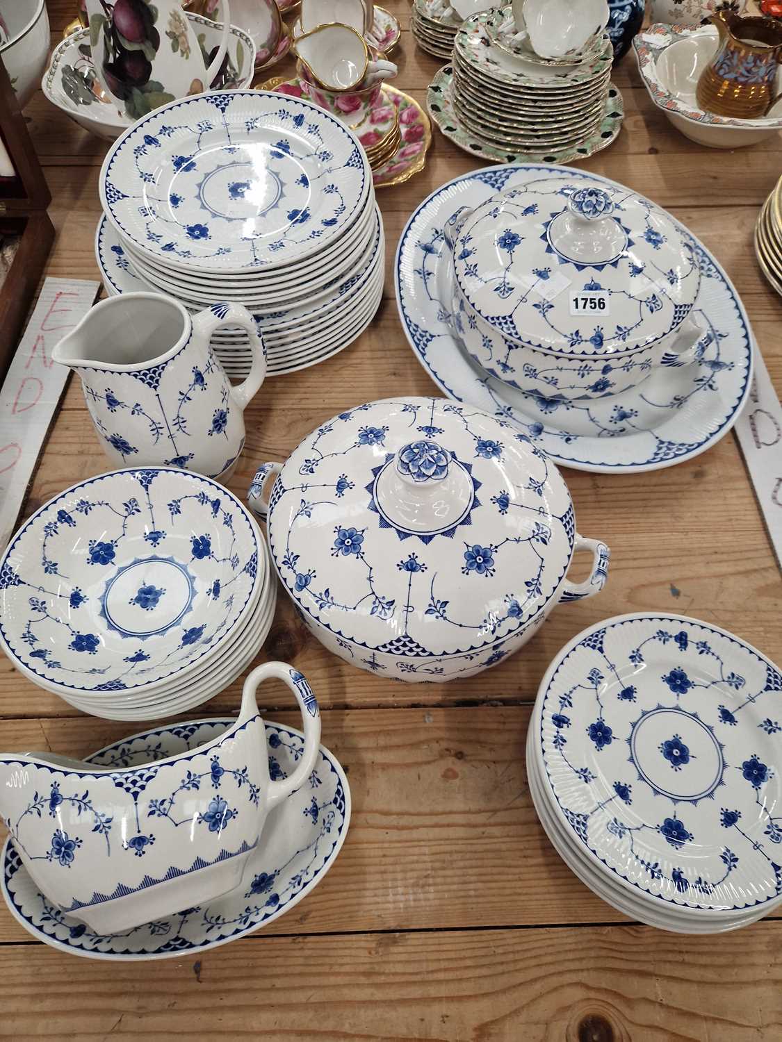 Lot 1756 - Mason's Denmark pattern blue and white dinner...
