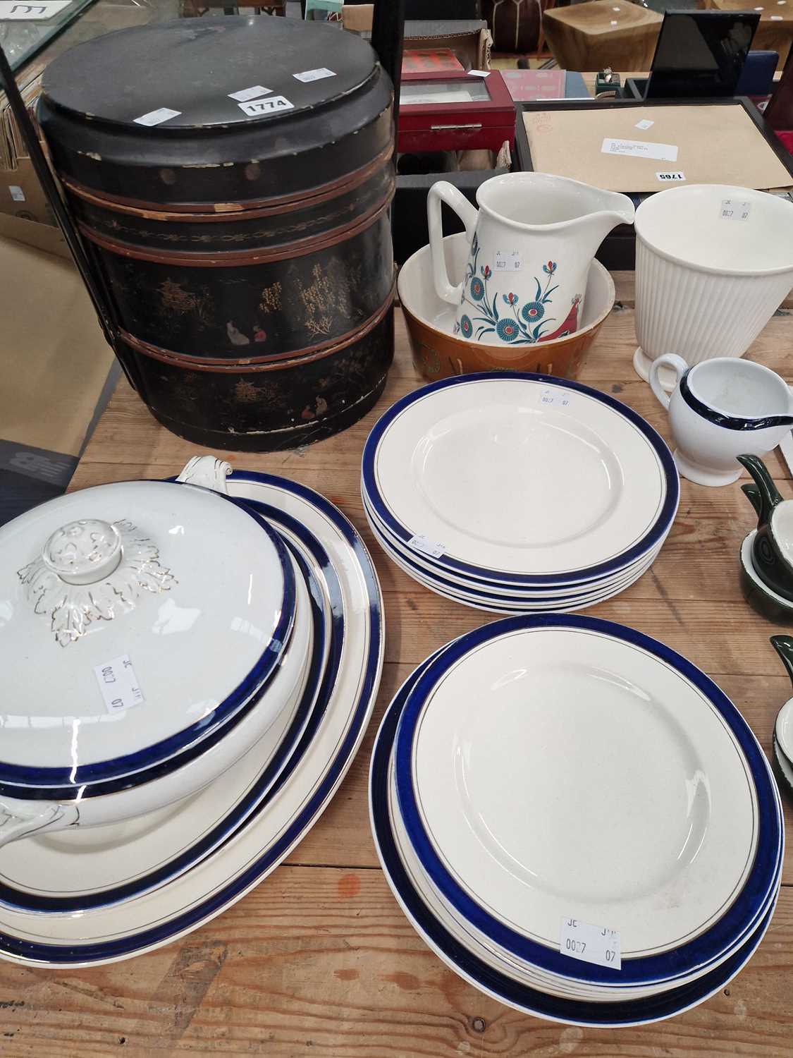 Lot 1774 - Meakin blue rimmed dinner wares, a Wedgwood...