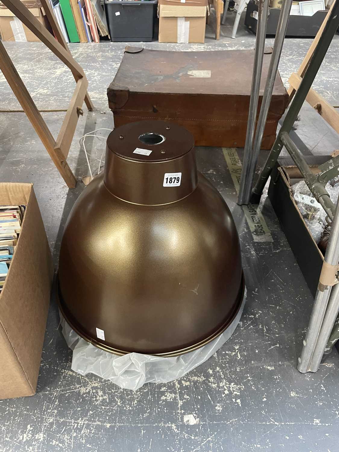 Lot 1879 - Two metal light shades, other light fittings...