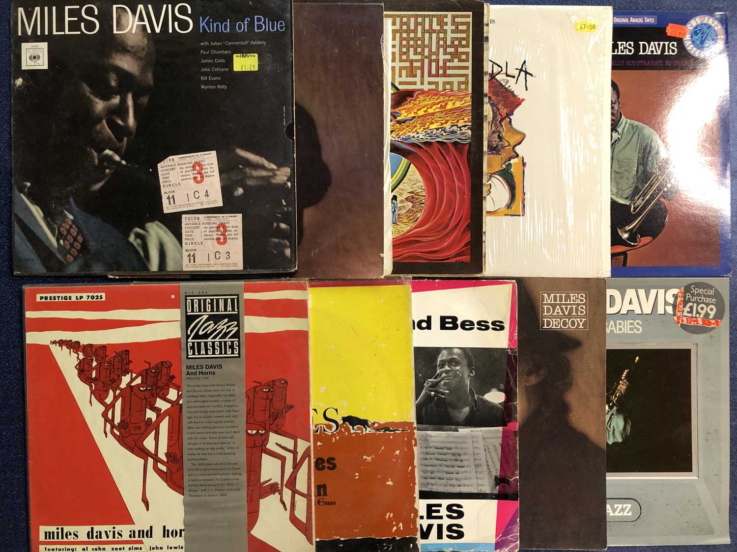Lot 70 - Miles Davis – 10 LP Records + Ticket: Kind Of...