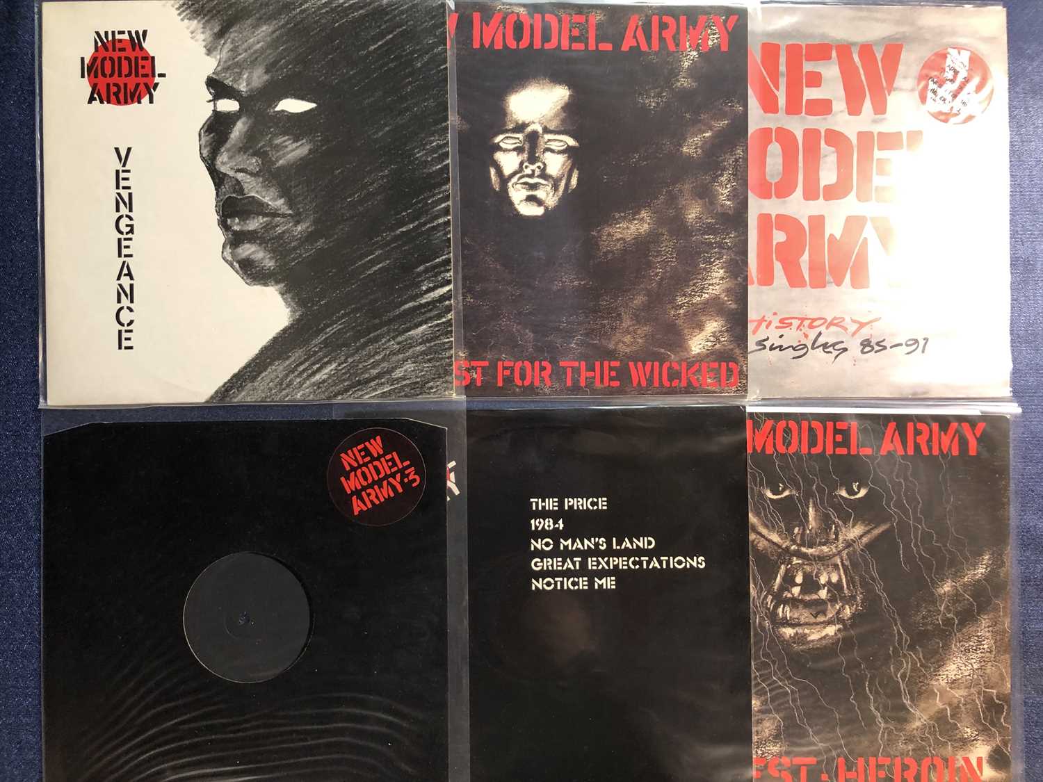 Lot 91 - New Model Army - 3 LP records & 3 x 12"...