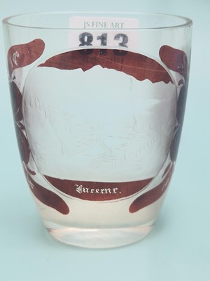 Lot 813 - A late 19th century ruby overlay glass vase...