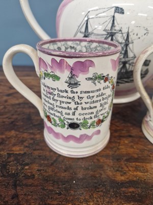 Lot 815 - Sunderland pink lustre: a frog mug printed...