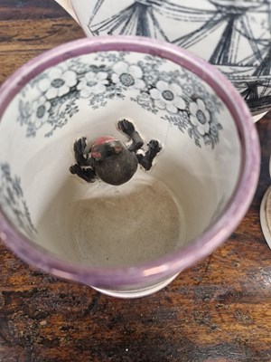 Lot 815 - Sunderland pink lustre: a frog mug printed...