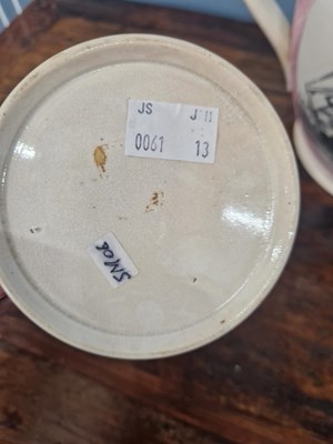 Lot 815 - Sunderland pink lustre: a frog mug printed...