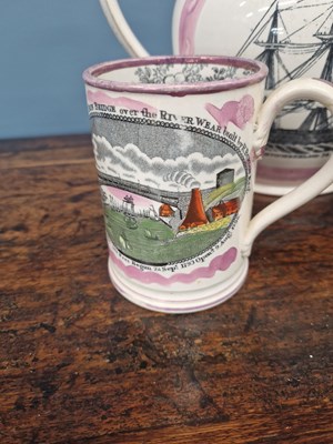 Lot 815 - Sunderland pink lustre: a frog mug printed...
