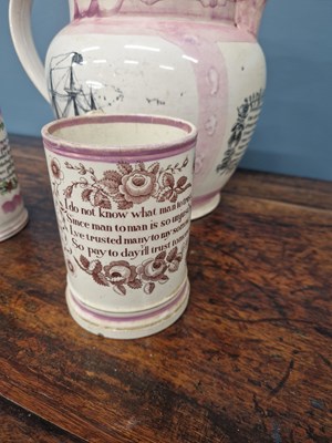 Lot 815 - Sunderland pink lustre: a frog mug printed...