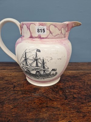 Lot 815 - Sunderland pink lustre: a frog mug printed...