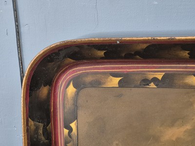 Lot 835 - A 19th century tole tray painted with British...