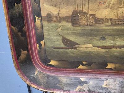 Lot 835 - A 19th century tole tray painted with British...