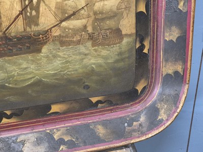 Lot 835 - A 19th century tole tray painted with British...