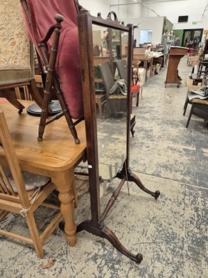 Lot 865 - A mahogany framed full length cheval mirror,...