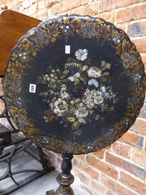 Lot 880 - A Victorian papier mache inlaid with mother of...