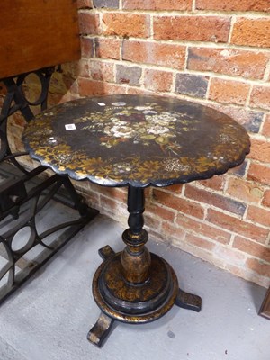 Lot 880 - A Victorian papier mache inlaid with mother of...