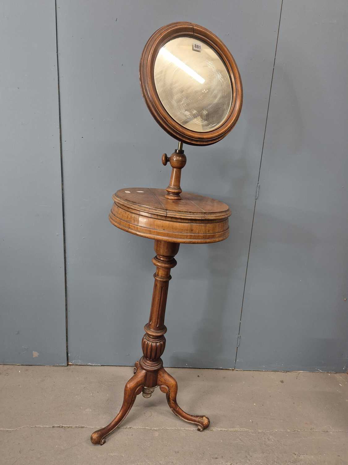 Lot 881 - A Victorian walnut shaving mirror adjustable...