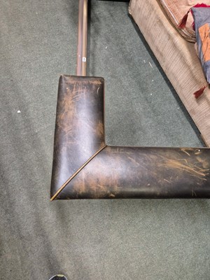 Lot 894 - A green leather seated brass club fender....