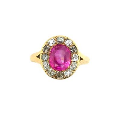 Lot 26 - An antique ruby and old cut diamond cluster...