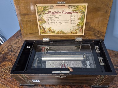 Lot 651 - A 19th century Lever wound cylinder music box...