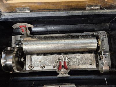 Lot 651 - A 19th century Lever wound cylinder music box...