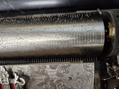 Lot 651 - A 19th century Lever wound cylinder music box...